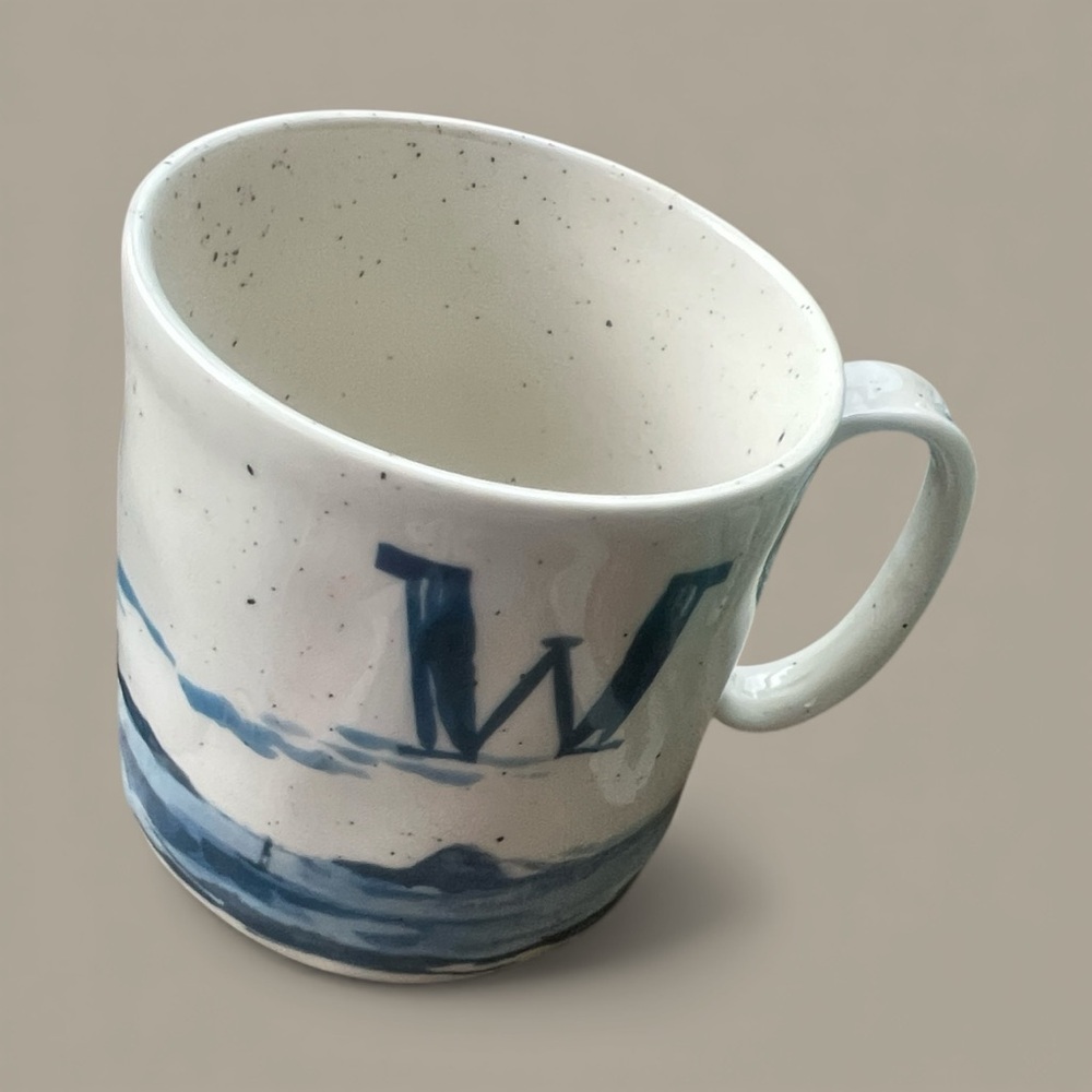 Anthropologie Stoneware Initial W Mug Landscape